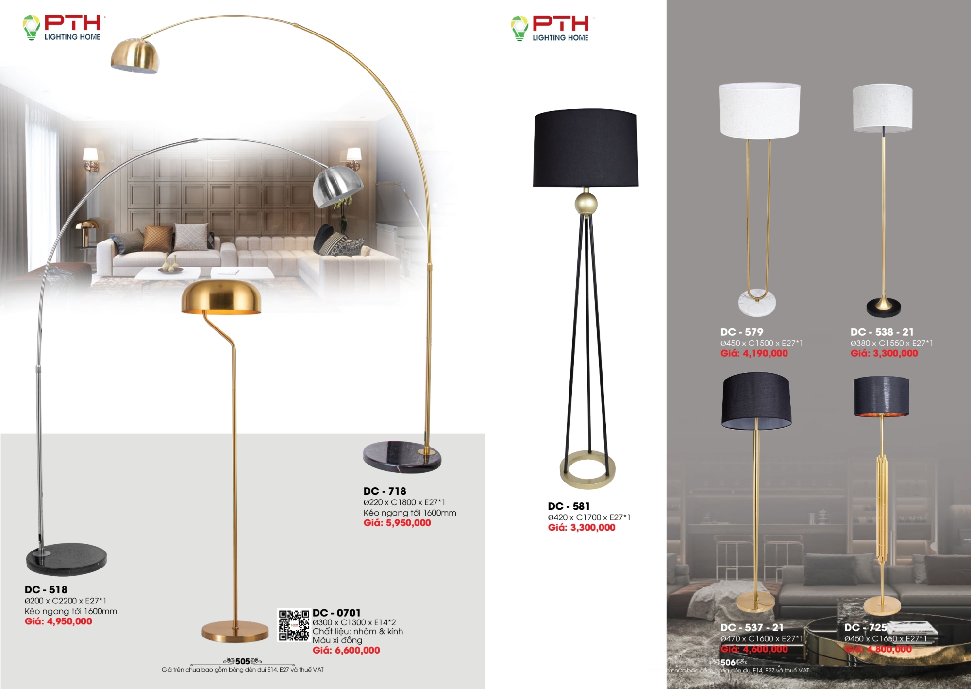 Bảng giá đèn trang trí PTH Lighting Home 2026